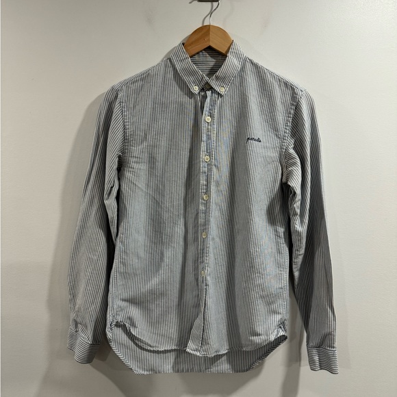 MAISON LABICHE Paris Women’s Blue Striped Button Down Shirt Size Small - Picture 1 of 10